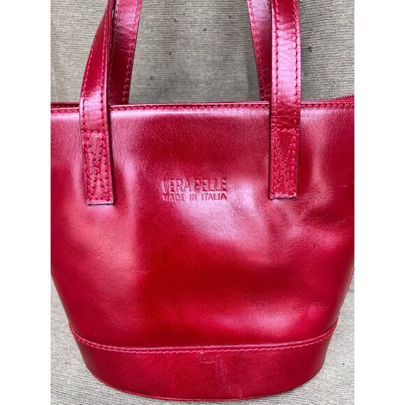 Vintage Vera Pelle Red Leather Handbag – Made in Italy - Picture 2 of 10